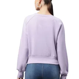 Global Republic Lilac Regular Fit Fleece Crop Sweatshirt image 2