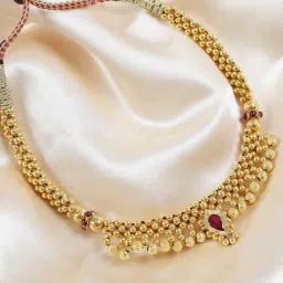 P.N.Gadgil Jewellers Anaisa Gold 22k Kolhapuri Thushi Necklace-image-10
