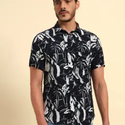 Cantabil Blue Regular Fit Printed Casual Shirt-picture-44