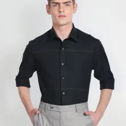 Arrow Green Cotton Regular Fit Striped Shirt-image-28
