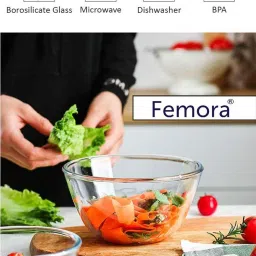 Femora Borosilicate Glass Microwave Safe Mixing Bowls (2100 ml) - Set of 4 image 1
