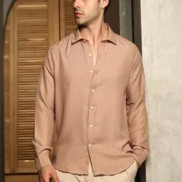 Campus Sutra Brown Poly Spandex Regular Fit Stripes Shirt-picture-48