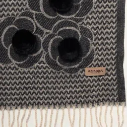 Mafadeny Black Regular Fit Self Design Stole image 3