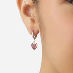 Zaveri Pearls Pink Stone Contemporary Brass Heart Drop Earrings-ZPFK17140-image-43