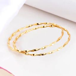 Zavya Golden Abstract 925 Sterling Silver Gold-Plated Abstract Bangles Pair-picture-48