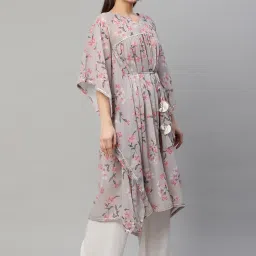 Ahalyaa Grey Floral Print A Line kaftan image 4
