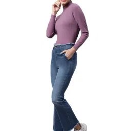 Global Republic Blue Denim Regular Fit High Rise Waistband Bootcut Jeans image 5