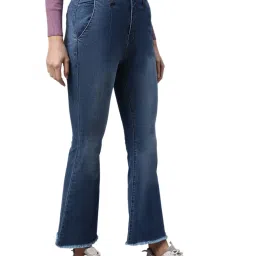 Global Republic Blue Denim Regular Fit High Rise Waistband Bootcut Jeans image 3