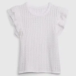 GAP Off White Slim Fit Woven Design Top image 2