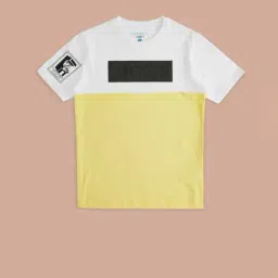 Pantaloons Junior White & Yellow Cotton Color Block T-Shirt-picture-20