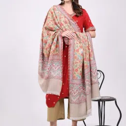 Monte Carlo Beige Wool Printed Shawl-picture-17