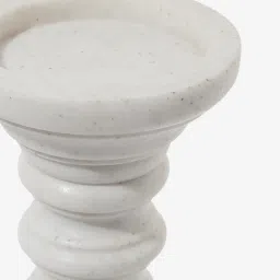 Westside Home White Large Pillar Marble Candle Stand image 3