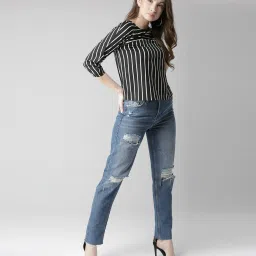 Style Quotient Black & White Striped Top image 4