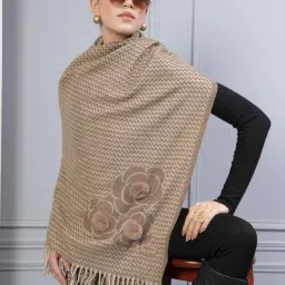Mafadeny Brown Regular Fit Self Design Stole image 4