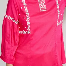 Global Desi Dark Pink Embroidered Top image 5