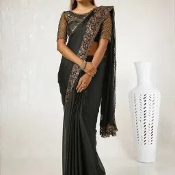 Soch Black Embroidered Saree With Unstitched Blouse-image-82