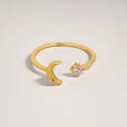 Accessorize London Gold-Plated Diamante Moon Ring-image-30