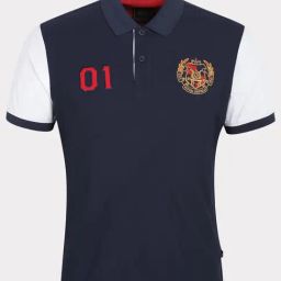 Royal Enfield Navy Regular Fit Colour-Block Polo T-Shirt-picture-17