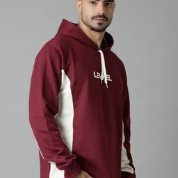 LEWEL Men Colourblocked Hooded Sweatshirt image 2