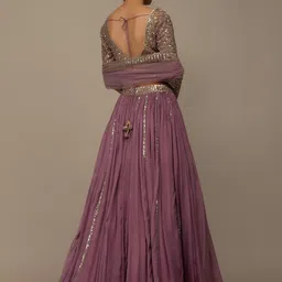 ETHNIC PLUS Embellished Sequinned Ready to Wear Lehenga & Blouse With Dupatta image 4