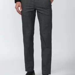 Van Heusen Grey Slim Fit Checks Trousers-picture-38