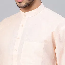SOJANYA Men Cream-Coloured Solid Straight Kurta image 4
