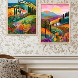 Kotart Blue & Yellow 2 Pieces Wooden Floral and Botanical Wall Arts-picture-42