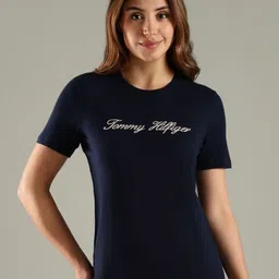 Tommy Hilfiger Brand Logo Printed Embroidered Round Neck Short Sleeves Cotton T-shirt-picture-11