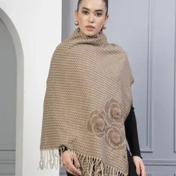 Mafadeny Brown Regular Fit Self Design Stole-picture-42