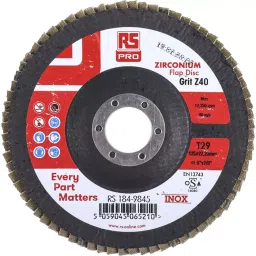 RS PRO Zirconium Dioxide Flap Disc, 125mm, P40 Grit, 1849845-picture-12