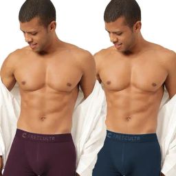 Freecultr Port Wine & Space Blue Comfort Fit Trunks - Pack of 2-picture-16