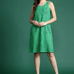 DressBerry Pure Cotton Self Designed Semi Sheer Sheath Dress-picture-37