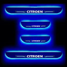 SCA Black Beauty Car Footstep/Door Sill Scuff Plate with Blue Color LED Light for Citroen Aircross C5 All Model (Set of 4 Pcs)-picture-33