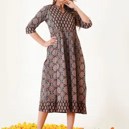Fashiana Bohemian Print A-Line Midi Dress-picture-22