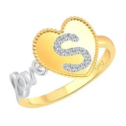 Vighnaharta Gold-Plated Love S Alphabet Cubic Zirconia Studded Finger Ring-picture-34