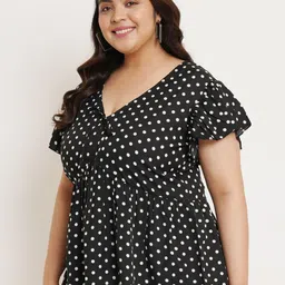 U&F Beyond Polka Dot Print Crepe Empire Top image 4