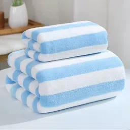 Jars Collections 100% Microfiber  Super Soft Striped Baby Bath Towel and Hand Towel - Blue-picture-20