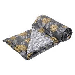 Trance Home Linen Pure Malmal Cotton 3 Layered Multipurpose Baby Dohar- Grey Yellow Abstract-picture-26