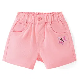 Babyhug Woven Mid Thigh Length Butterfly Embroidered Stretchable Shorts - Pink-picture-22