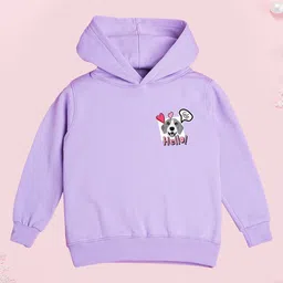 NUSYL Fleece Full Sleeves Cute Puppies Printed Hoodie - Lilac-picture-26