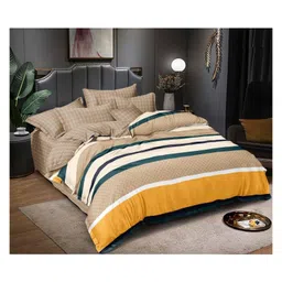 RRC Super Soft Brushed Microfiber Cotton Double Duvet Cover With 4 Corner Tassels and Hidden Zipper - Multicolor-picture-29