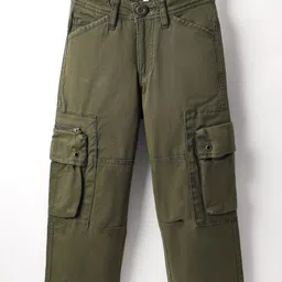 Pepe Jeans Cotton Woven Full Length Solid Coloured Trousers With Side Pockets - Olive Green-image-70