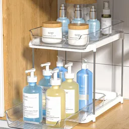 JD FRESH 2 Tier Under Sink Organiser For Bathroom Cabinets and Kitchen - White-picture-15
