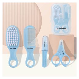 R for Rabbit 4-in-1 Baby Grooming Kit with Hairbrush Comb Scissors & Tweezers - Sky Blue-picture-7