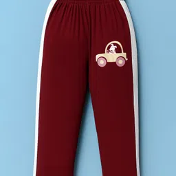 Tango Single Jersey Knit Full Length Track Pant With Vehicle Print - Maroon-picture-21