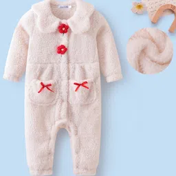 Mark & Mia Winter Wear Full Sleeves Romper With Floral Applique - Cream-picture-19