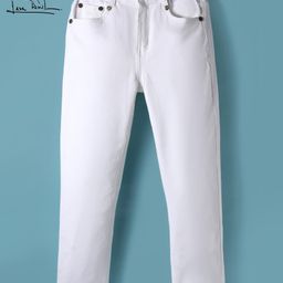 arias by lara dutta Arias Cotton Woven Full Length Washed Jeans - White-picture-30