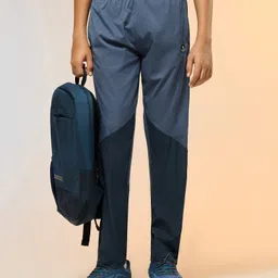 Technosport Knit Colour Blocked Breathable & Moisture Wicking Sports Track Pants - Light Blue-picture-23