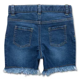 JusCubs Fringe Bottom Denim Solid Shorts - Blue image 3
