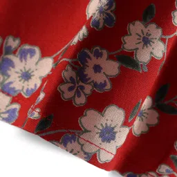 Babyhug Rayon Woven Full Sleeves Top With Smocking Detailing & Floral Print - Red image 3